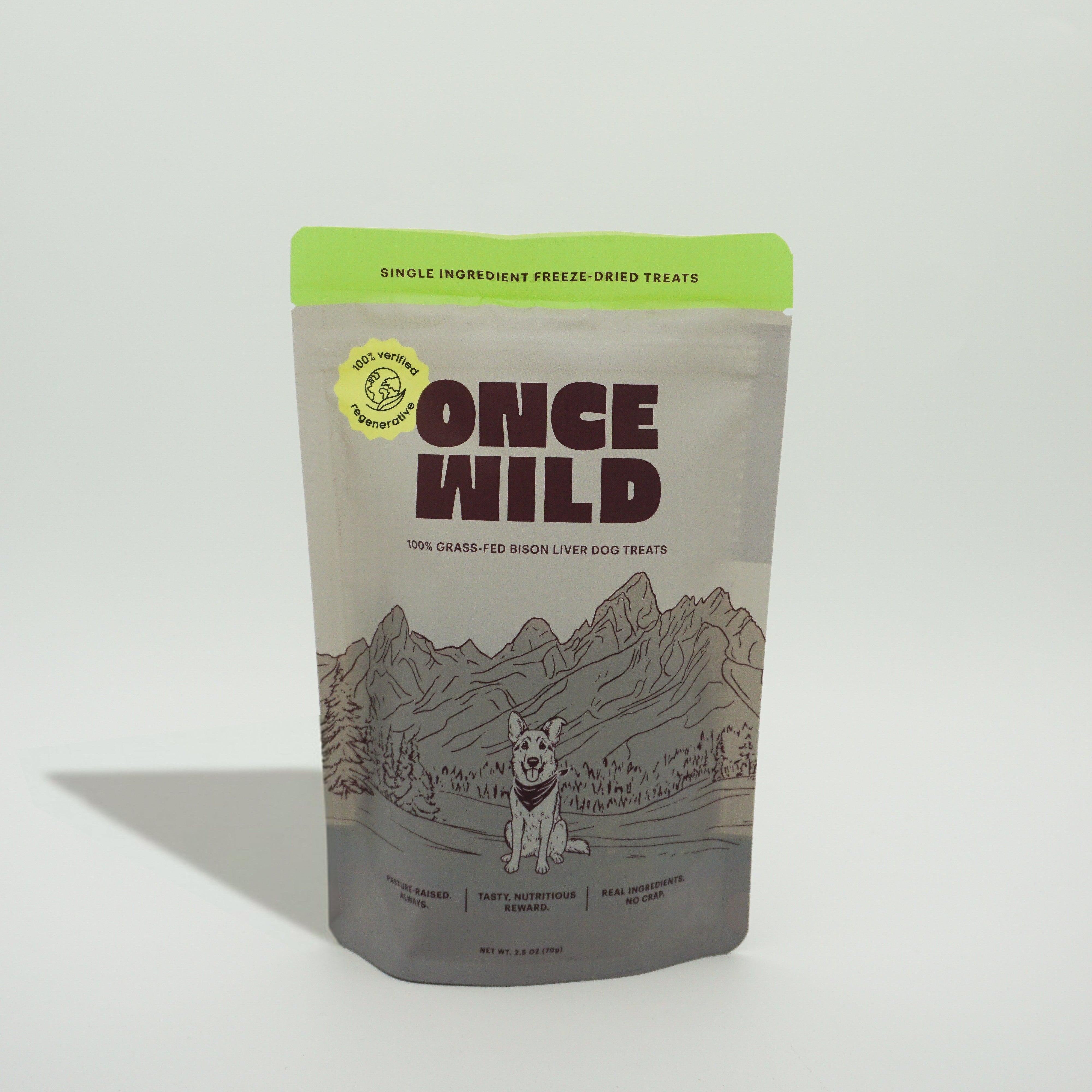 Once Wild pet food package on a white background