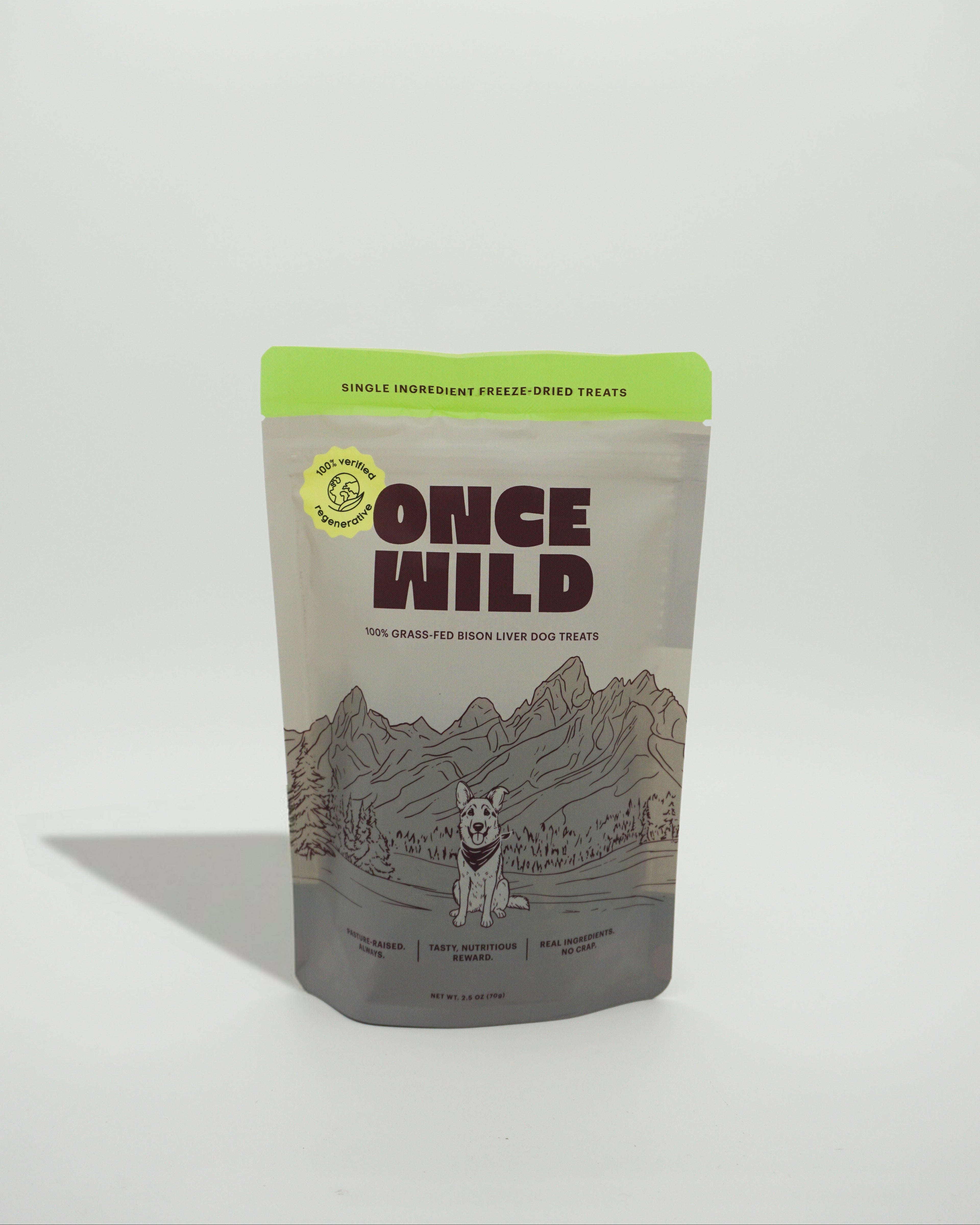 Once Wild pet food package on a white background