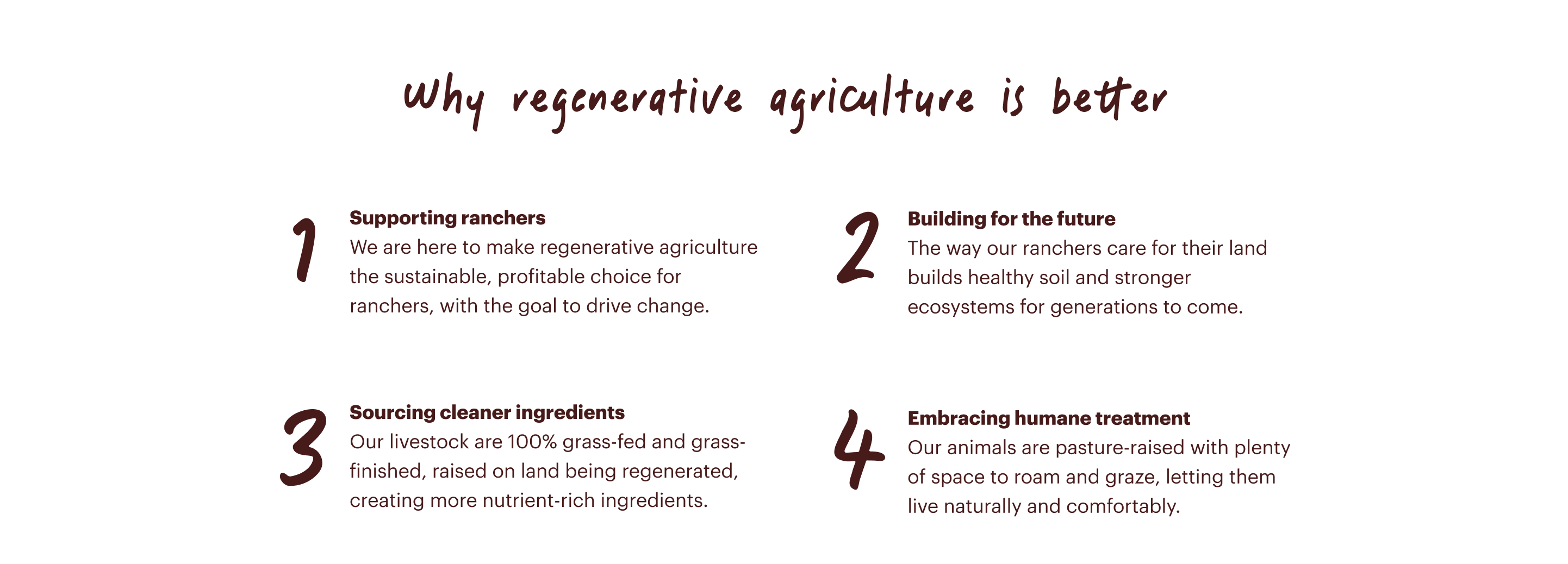 Text explaining why regenerative agriculture is better on a white background